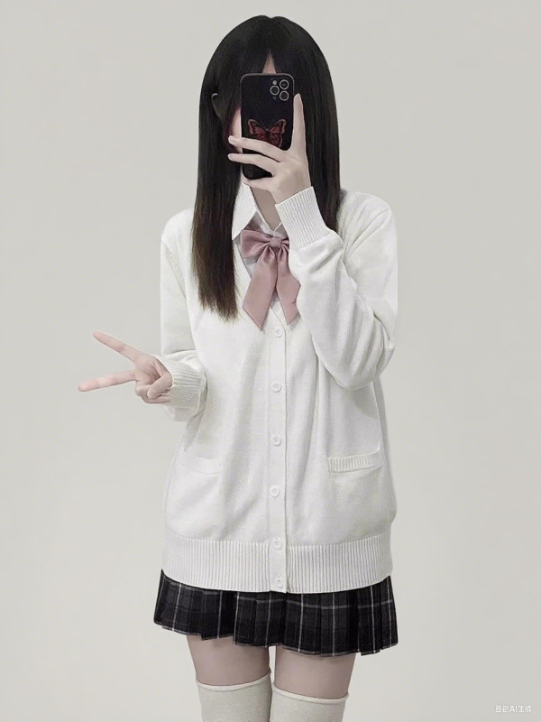 新しい日本のカレッジスタイルの春と秋のJKセーターゆるい純粋なマルチカラーのVネックニットカーディガン長袖ジャケット女性用|undefined