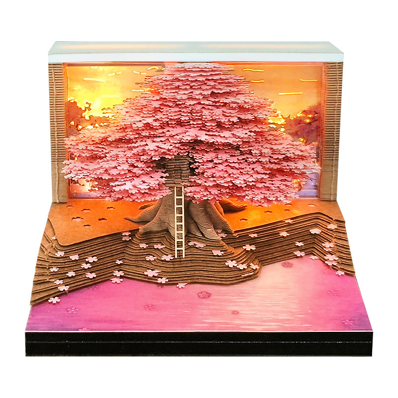 3d立体便签樱花树2026年纸雕手撕便签本日历创意礼品模型摆件批发|undefined