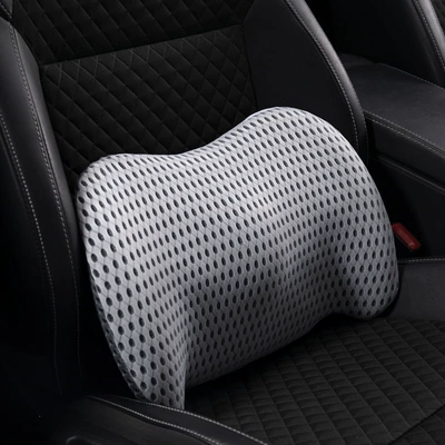 Waist support support, car accessory - light-gray-and-dark-gray-grid-pattern-derong-model