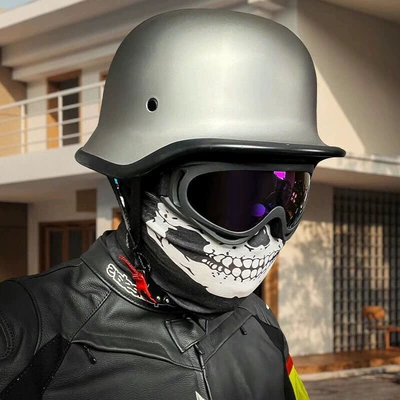 Helmet German Retro Lightweight Summer | Motosiklet kaskı (dəbilqə) - silver-3c-certification-one-size-fits-all-for-men-and-women-head-circumference-54-60cm