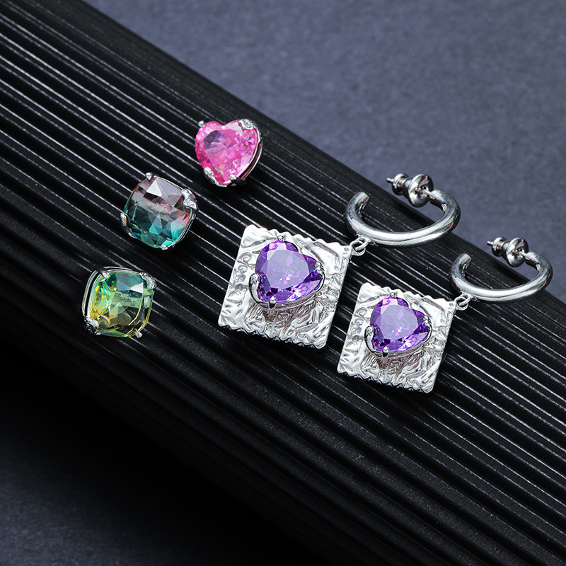 耳坠2022新款耳饰女百搭 925银针耳钉多色宝石可替换高级气质耳坠|ru