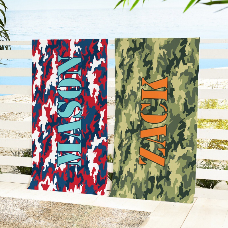 Etsy brand new hot sale personalized camouflage beach towel camouflage personalized letters customizable beach towel bath towel