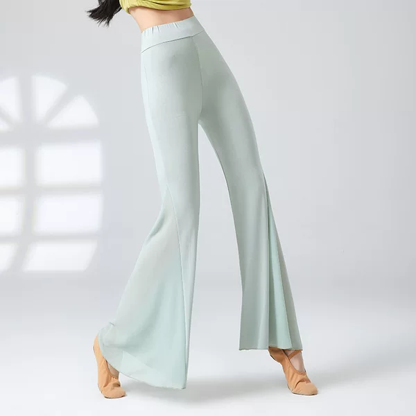 Classical Dance Costume for Women, Elegant Black Modal Pants, Modern Dance Practice Wear, Drapey Flared Basic Training Pants