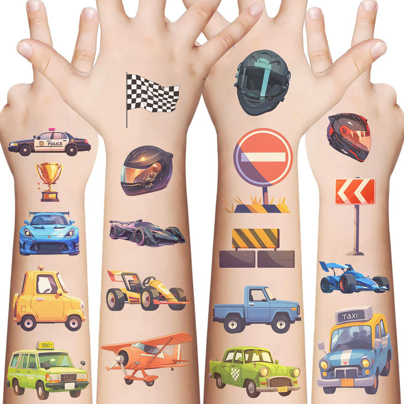New Cross-border Children's Cartoon Transport Tattoo Sticker Waterproof Cute Car Ship Aircraft Temporary Sticker