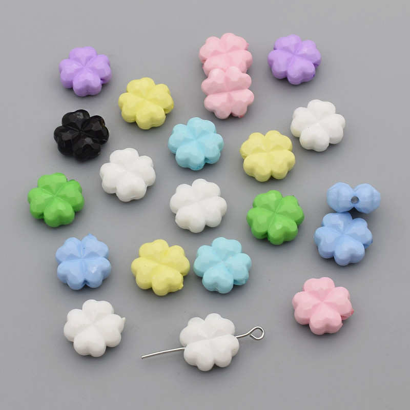 Acrylic straight hole cut color four-leaf clover beads DIY bracelet necklace jewelry pendant beaded accessories material Acrylic straight hole cut color four-leaf clover beads DIY bracelet necklace jewelry pendant beaded accessories material