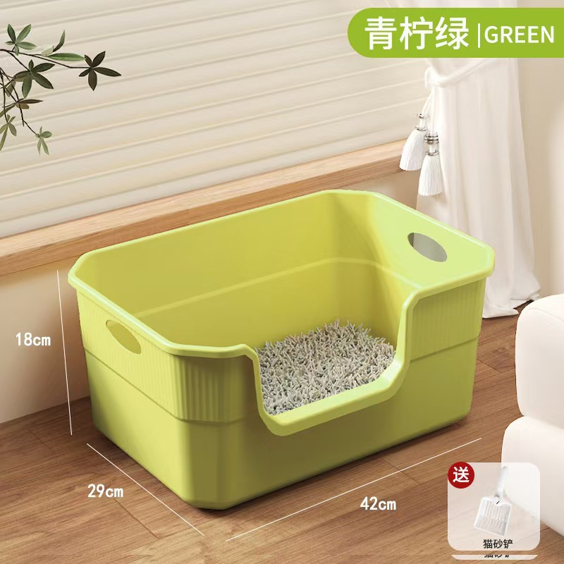 Lavabo de arena para gatos de gran tamaño, abierto semicerrado, baño para gatos con salpicaduras externas, lavabo de arena para gatos extra grande, suministros para mascotas al por mayor