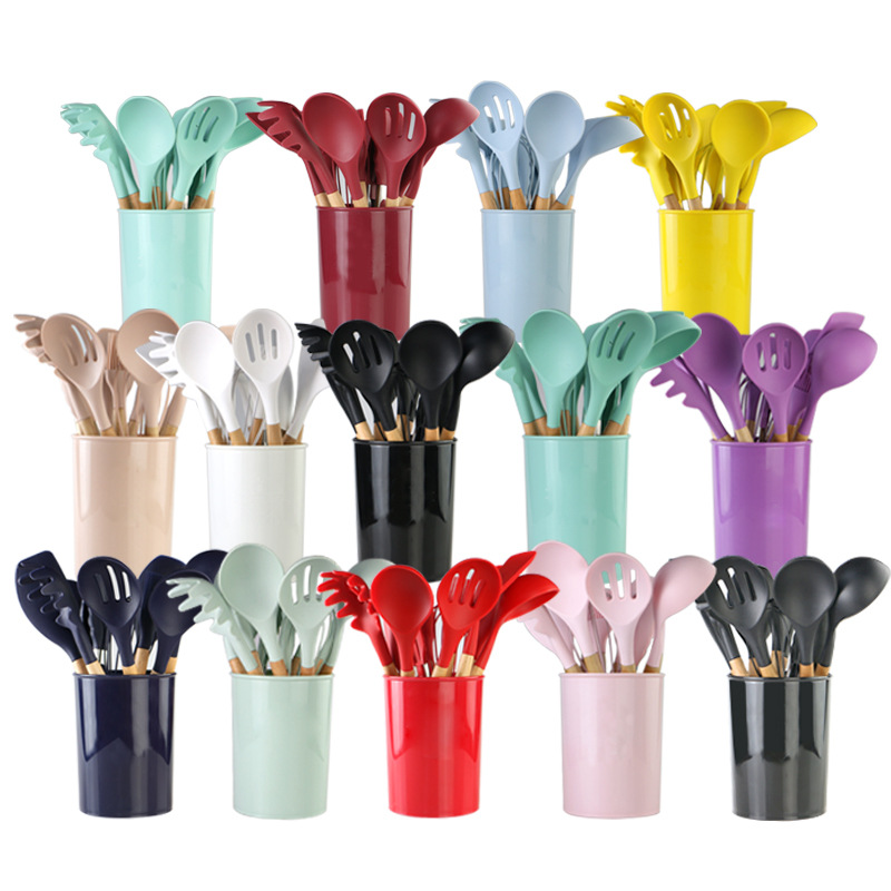 Wooden handle silicone kitchen utensils...