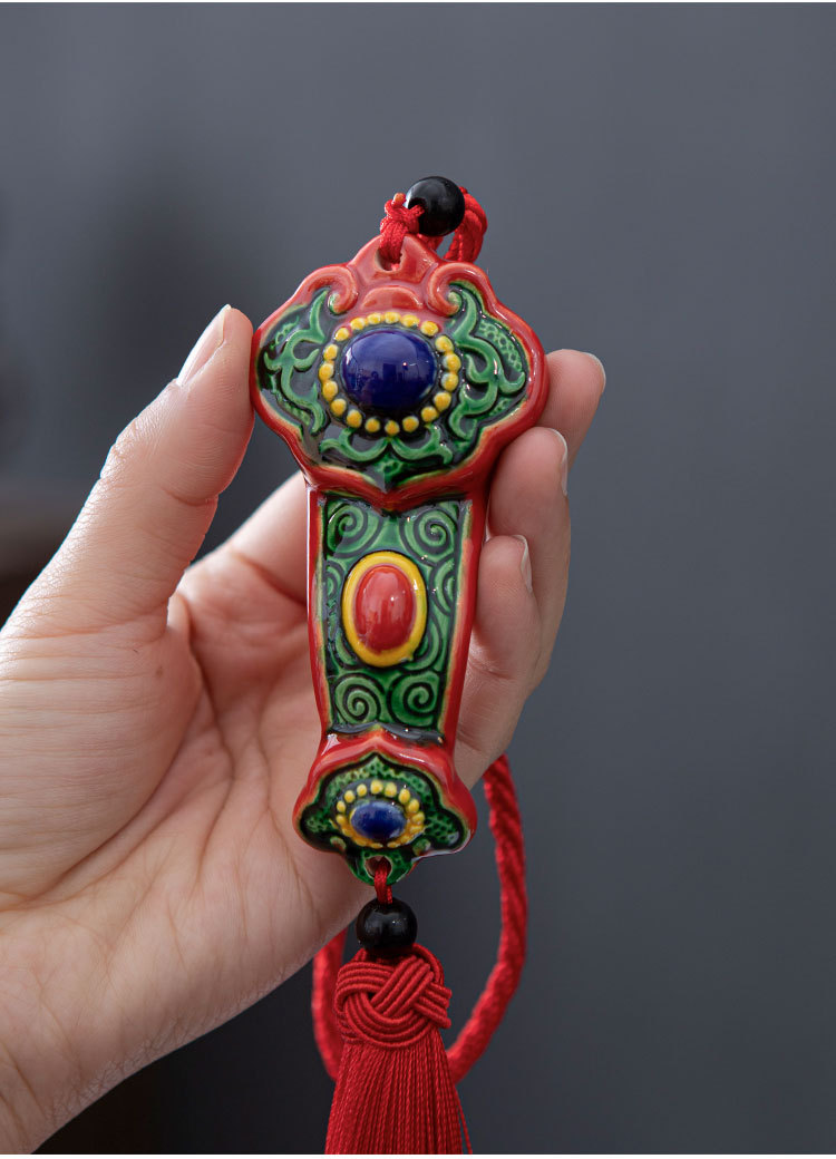 Hand painted Ruyi year fish ornaments car pendant interior supplies toe Pottery Creative colorful gift