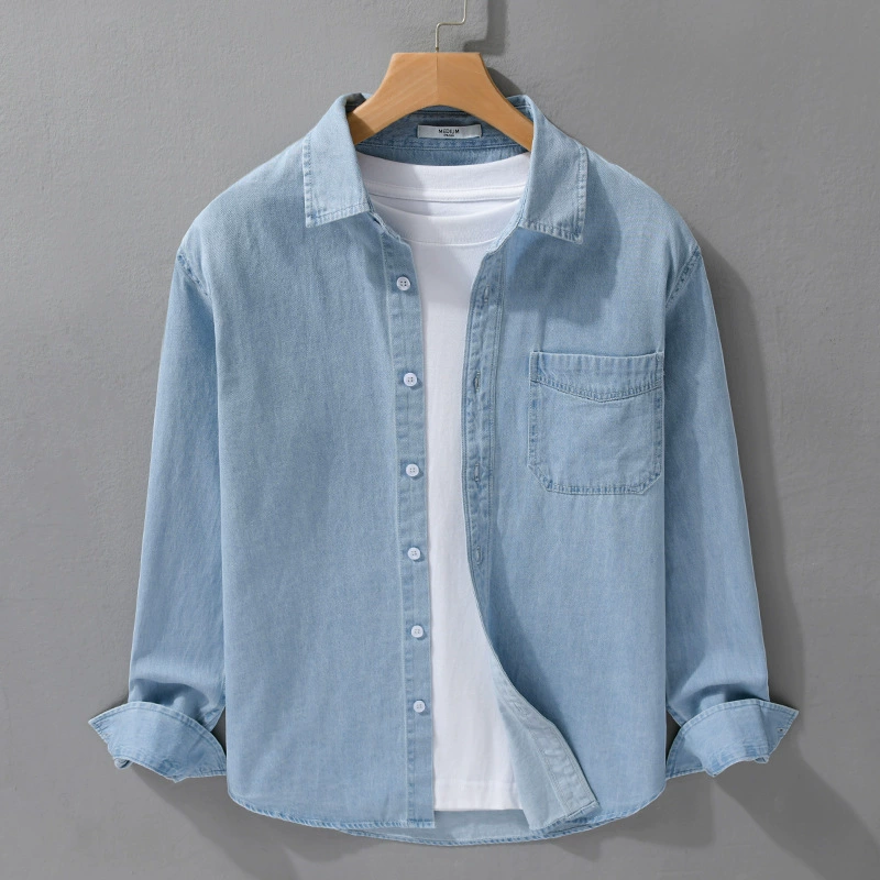 Демисезонная denim футболка из мягкого материала, свободного кроя