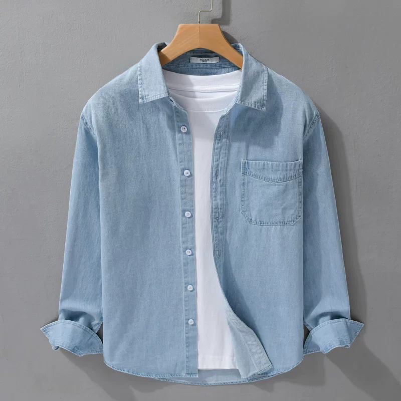 Демисезонная denim футболка из мягкого материала, свободного кроя