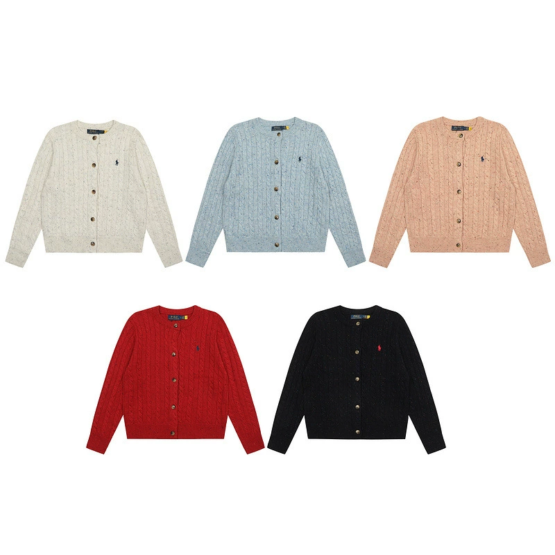 Корейский вязаный кардиган с круглым вырезом и вышивкой, ранняя осень 2024, новый повседневный универсальный мягкий восковой свитер RL, модная куртка