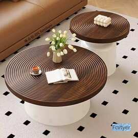 中古风实木茶几侘寂风法式复古家用客厅小户型设计师高级感茶台桌