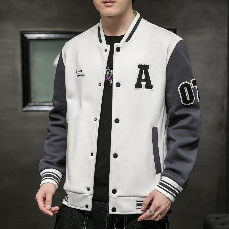 Giacca da baseball patchwork di marca alla moda da uomo, versione coreana autunnale da uomo di tendenza ruffiano, bello e casual_voghion.com