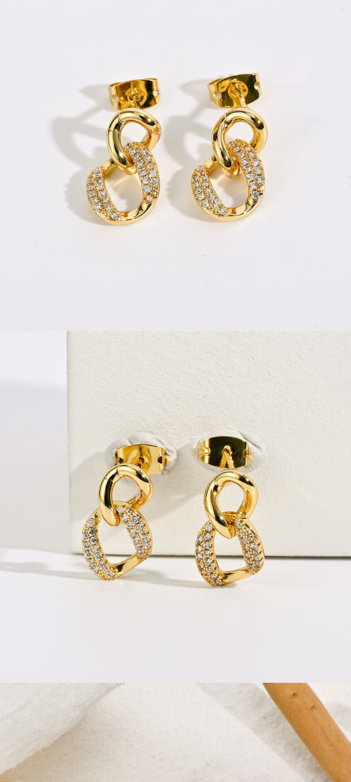 new brass plated 14k real gold geometric hollow cross earrings for womenpicture1