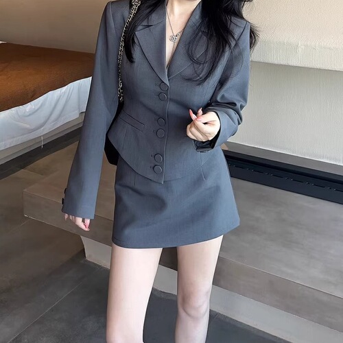 Women's Suit Set Elegant Commuting Style Classic Design Blazer + Skirt Short Dress Set