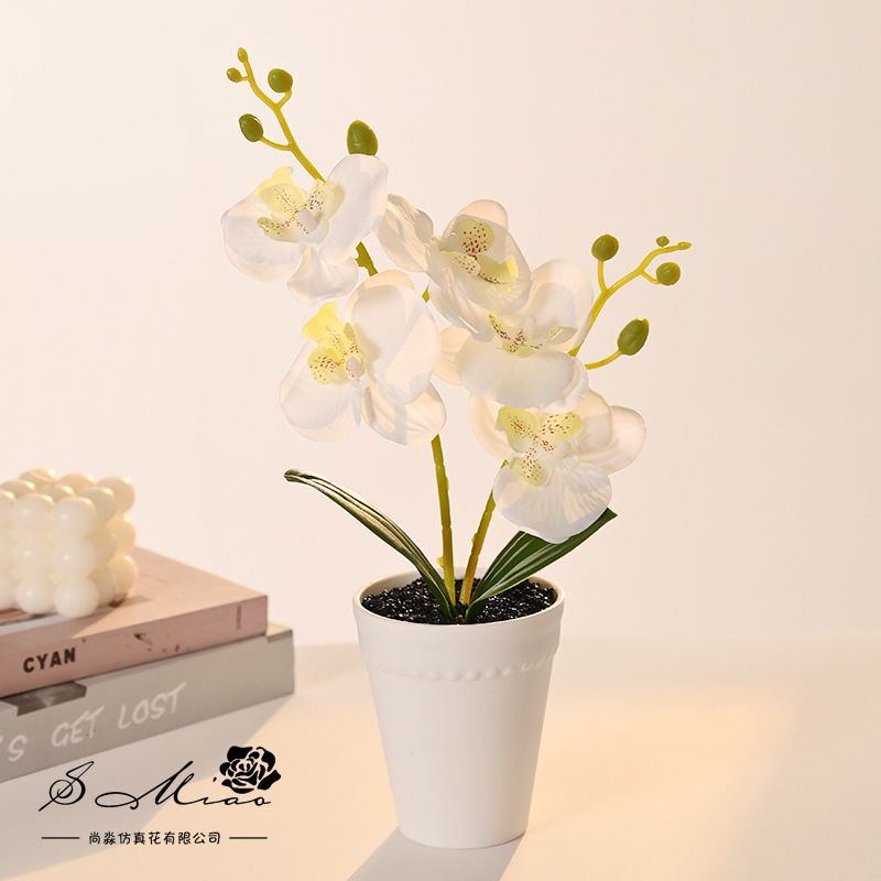 Orquídea de mariposa impresa de serigrafía floral orquídea de mariposa imitación de flores bonsai decoración de sala de estar decoración de escritorio interior decoración de casa maceta artificial image 11
