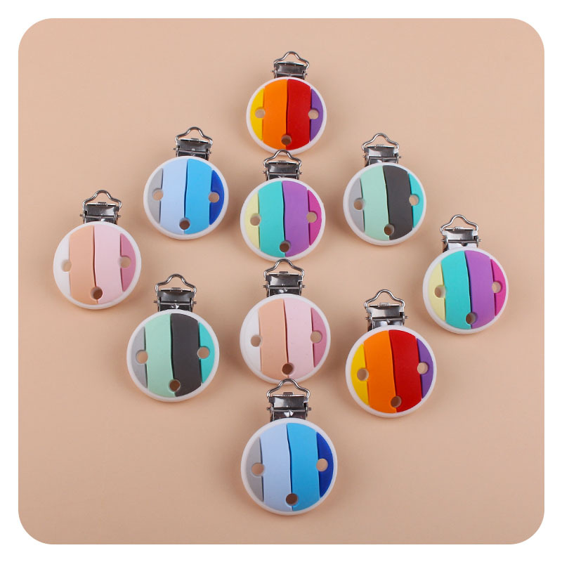 Nuevo bebé suministros calmante arco iris de silicona pezón anti-caída clip de cadena AliExpress Nuevo en Amazon