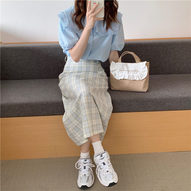 1441 Japanese and Korean chic Sweet ruffled bento Bag, Fresh embroidered hand-held small cloth bag, girl student bag wholesale undefined