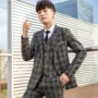 格子修身新款春季西服