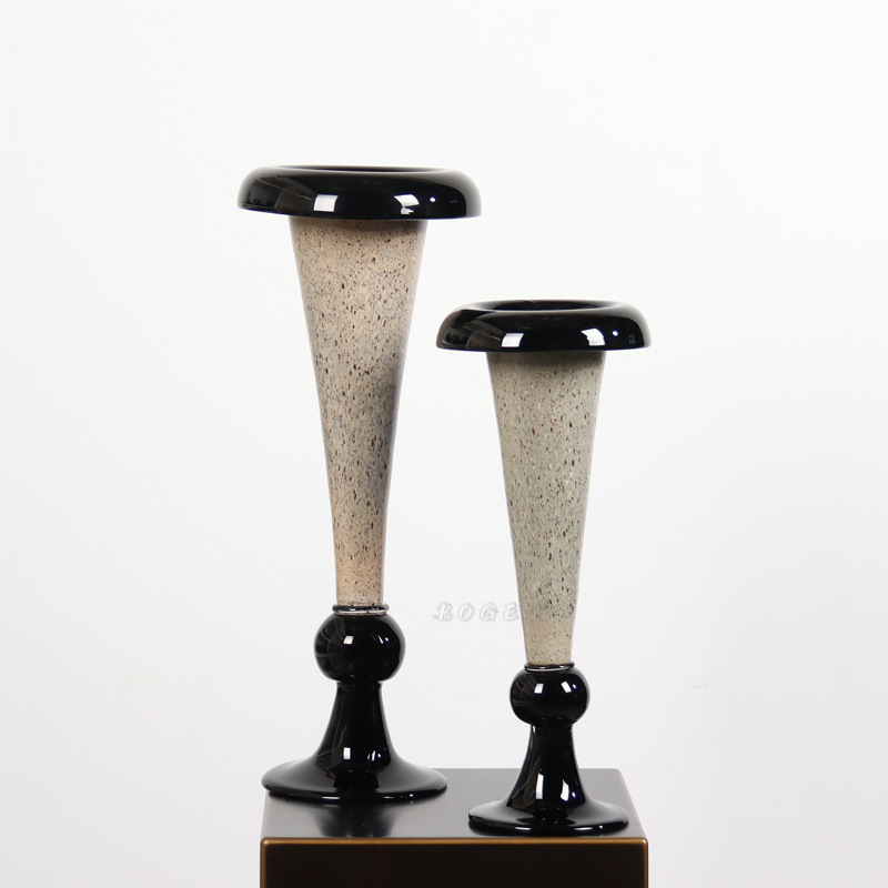 Middle Ages-Quiet High Art Vase Handmade Coloured Glass Flower Vase Homestay Model Room Light Luxury Ornaments