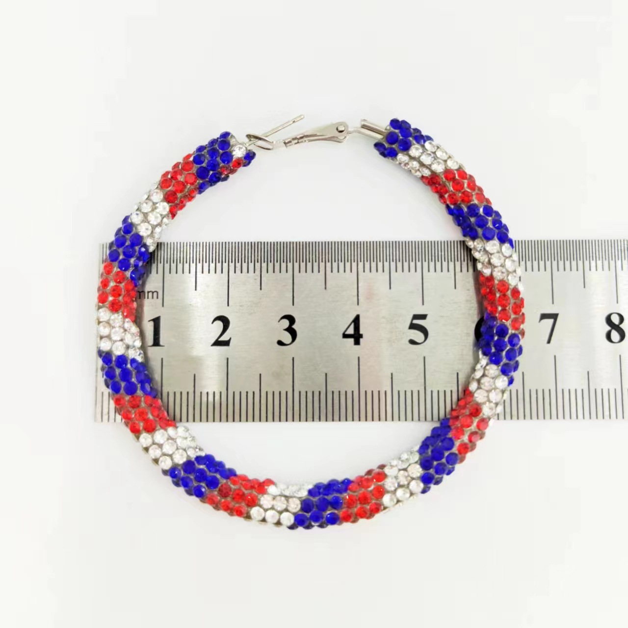 19g Weight Alloy Ear Needle Material 1 Pair Vacation Circle Colorful Color Block Alloy Rhinestones Hoop Earrings