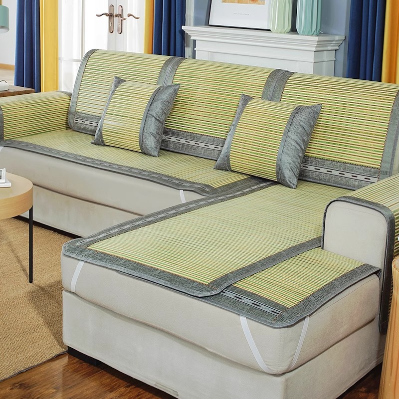 Estera de bambú cojín de sofá cojín de verano 2025 nueva sensación fría simple y moderna funda de sofá antideslizante tela de cubierta