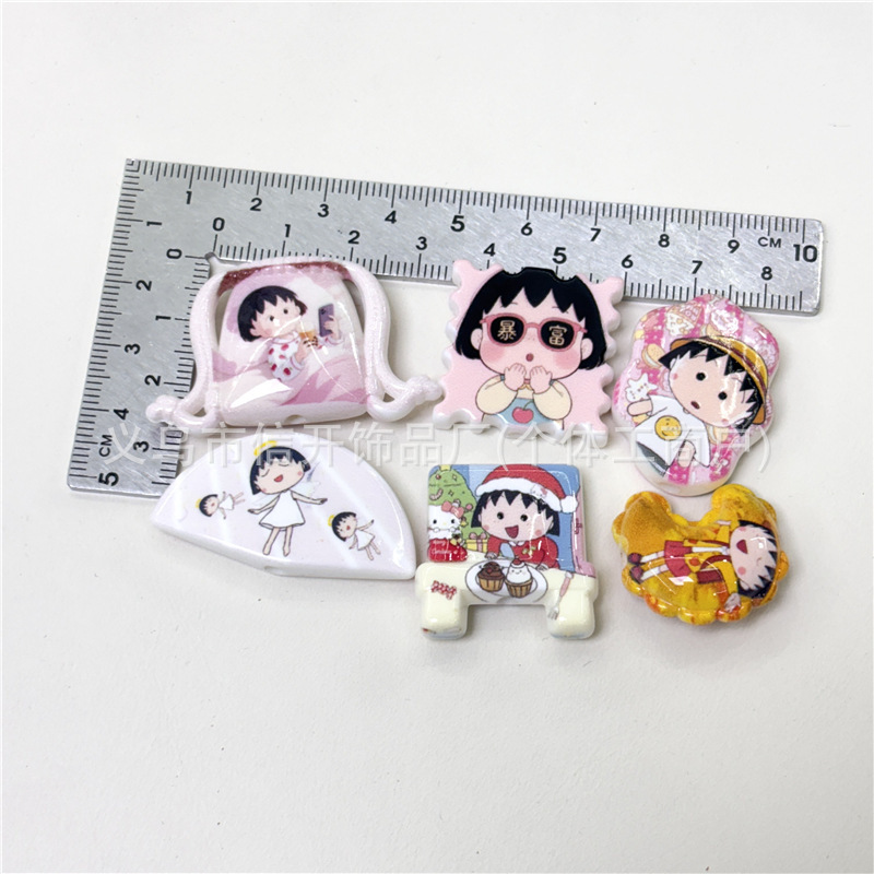 通孔樱桃小丸子印花异形串珠笔配件手机链包挂件diy手工饰品材料|undefined