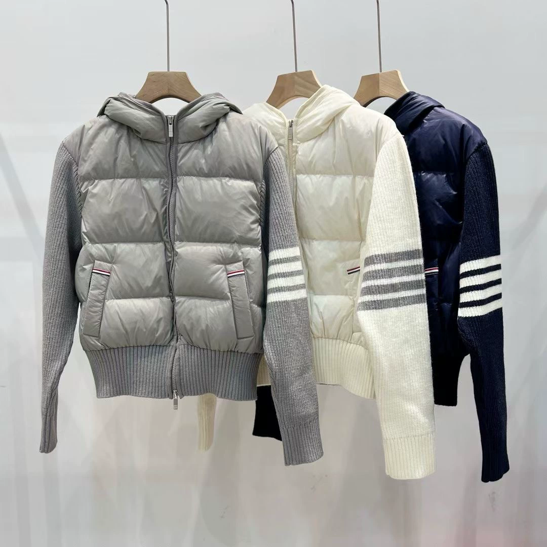 Winter knitted down jacket with hood, Korean style