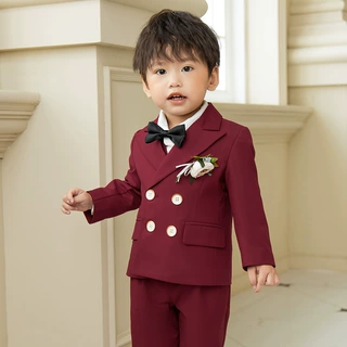 儿童西装套装秋冬新款英伦风西服三件套宝宝周岁生日宴会礼服批发