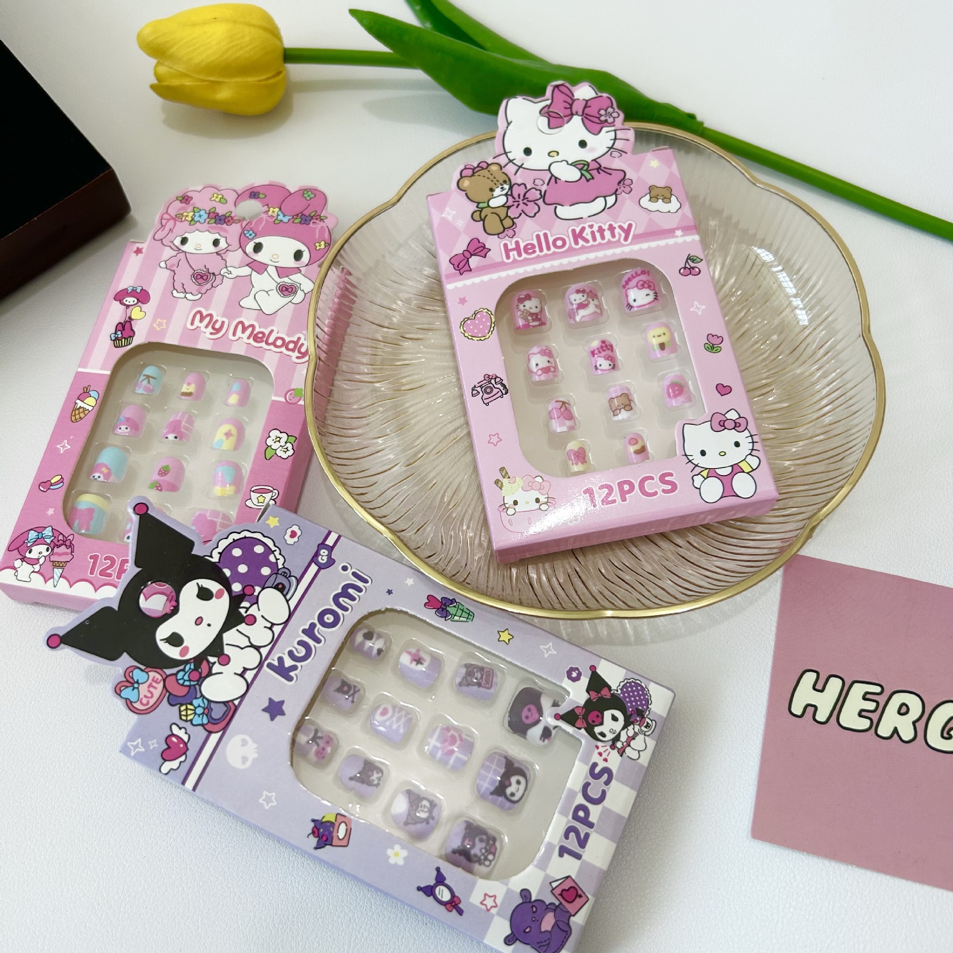 Nuevo Sanrio pegatinas de uñas para niños Kolomi pegatinas de uñas desmontables para chicas para usar uñas