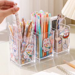 Internet celebrity ins desktop storage transparent pen holder cartoon girl heart square pen holder student stationery storage box wholesale