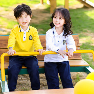 Puppet Bus Children's suit T-shirt Boys and Girls College-style Sports Two-piece Short-sleeved Long-sleeved T-shirt Combination School Uniform