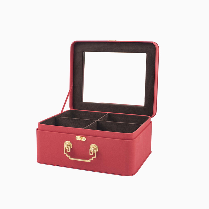 Cosméticos portátiles personalizados damas de honor casadas caja de regalo de mano espejo de doble capa caja de joyería de superfibra image 4