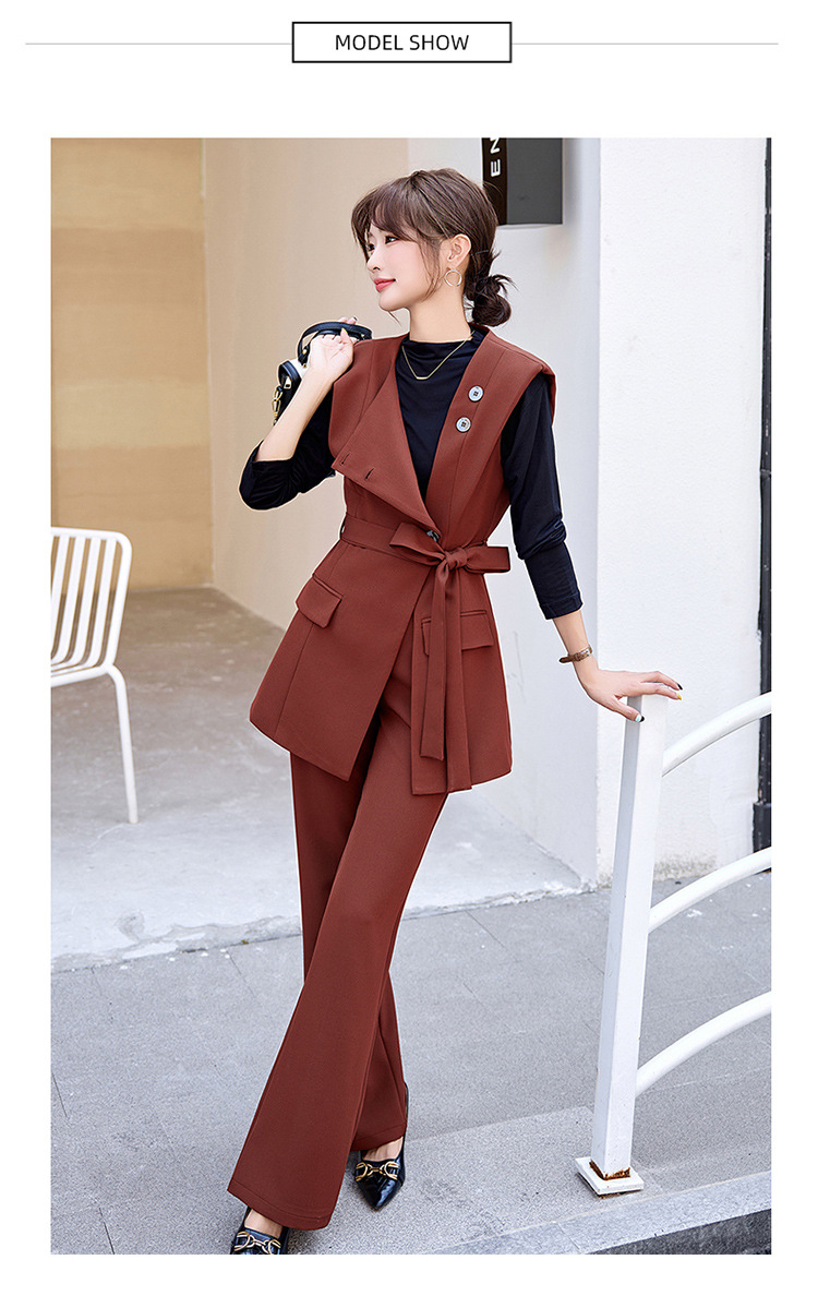 GraceChic Damen-Anzug, modisch und elegant, Herbst, neues figurformendes Blazer-T-Shirt, gerade Hose, dreiteiliges Westen-Set_voghion.com