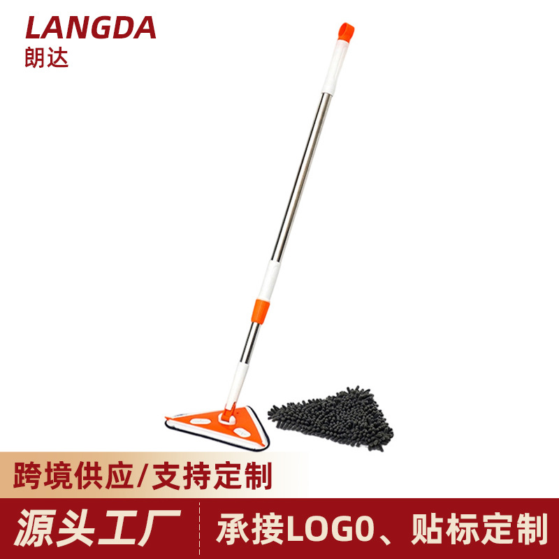 Factory direct lazy dust-removing, water-absorbing, lint-free, extendable handle triangular mop for home cleaning
