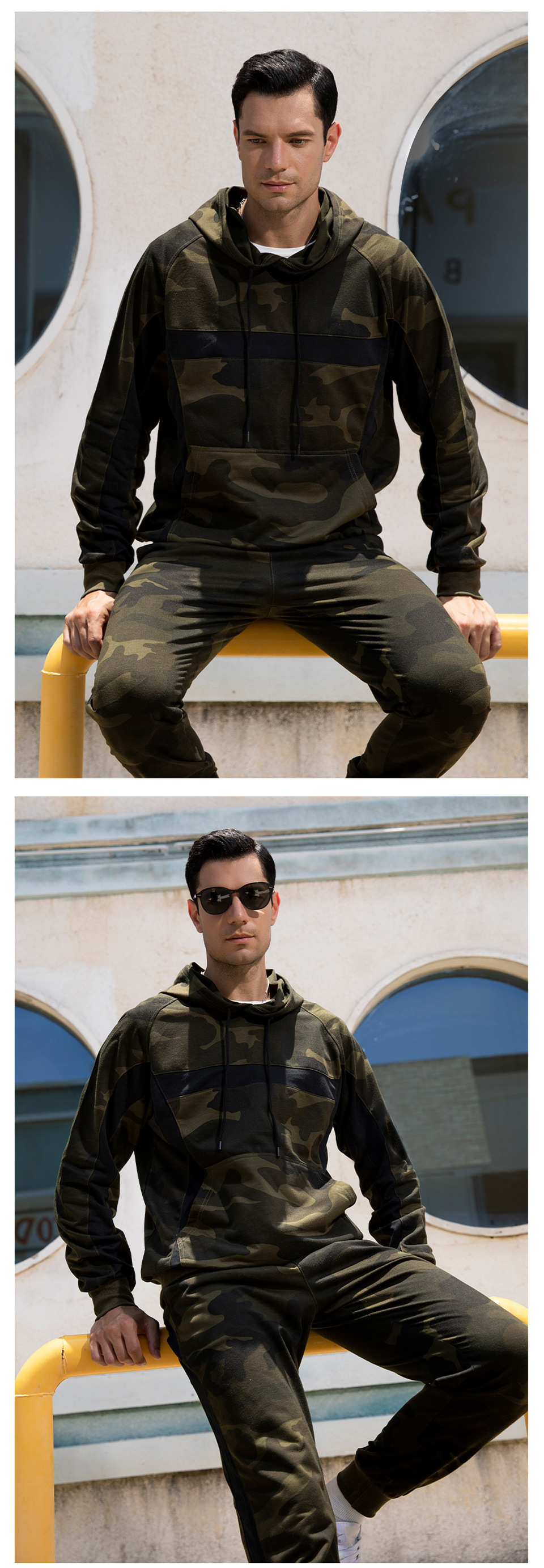 Vêtements pour femmes Costumes de sport décontractés pour hommes automne et hiver nouveaux hommes 2022 camouflage lâche grande taille cardigan à capuche costume deux pièces_voghion.com