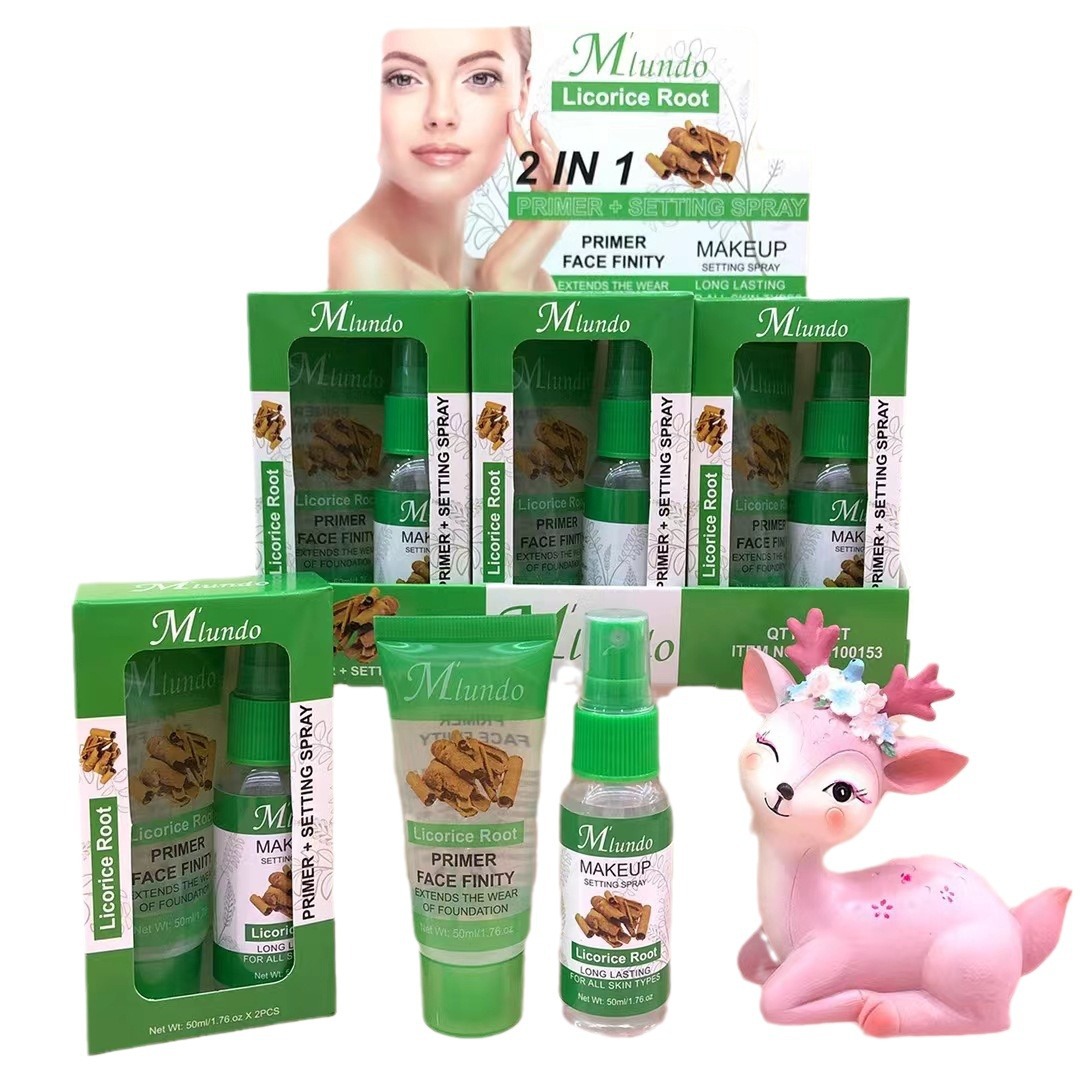 Nuevo nuevo producto transfronterizo Mlundo aislante humectante maquillaje pre-emulsión + conjunto de aerosol de maquillaje impermeable duradero