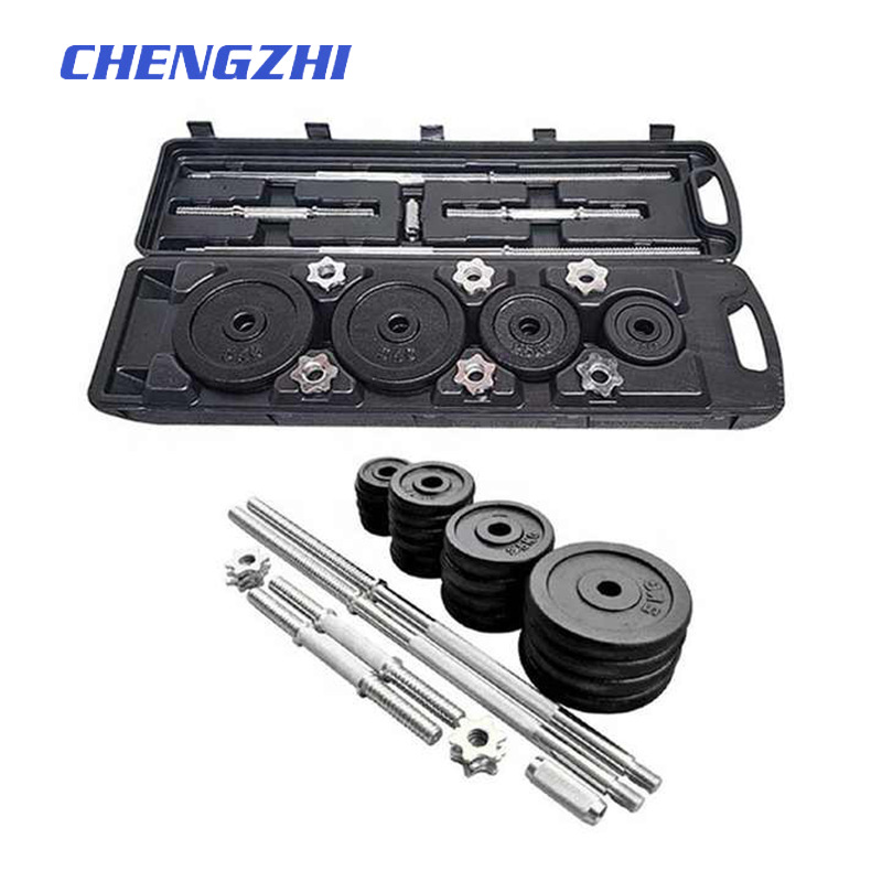 Factory direct paint barbell dumbbell suit plastic box 50kg disassembly adjustable paint dumbbell suit