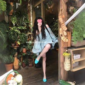 温柔系露肩洋气减龄漂亮连衣裙女夏季ootd穿搭新款短裙巨好看裙子