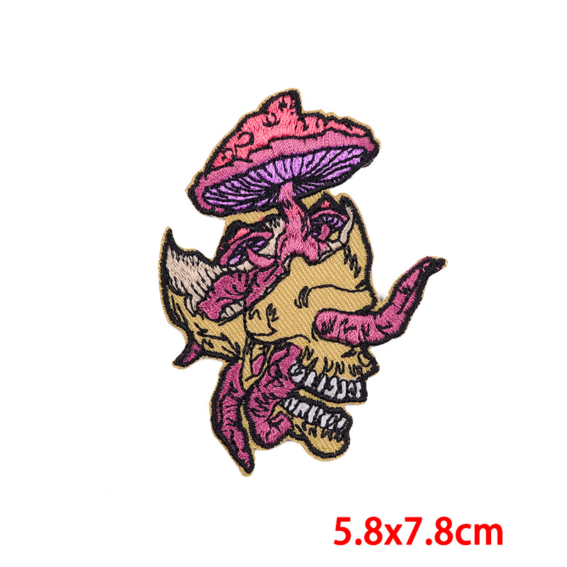 Punk Cartoon Mushroom Skull Embroidery Thread display picture 5