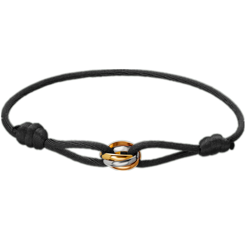 Stainless Steel Three-color Classic Sansheng III Ring Hand Rope Fashion Simple Advanced Sense Classic Cross-border Explosions Tide