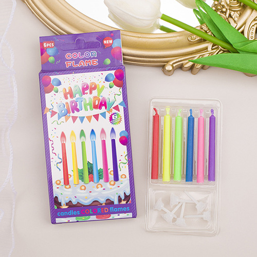 Colorful flame candle ins creative colorful flame candle birthday candle 6 pack party holiday dream cake decoration