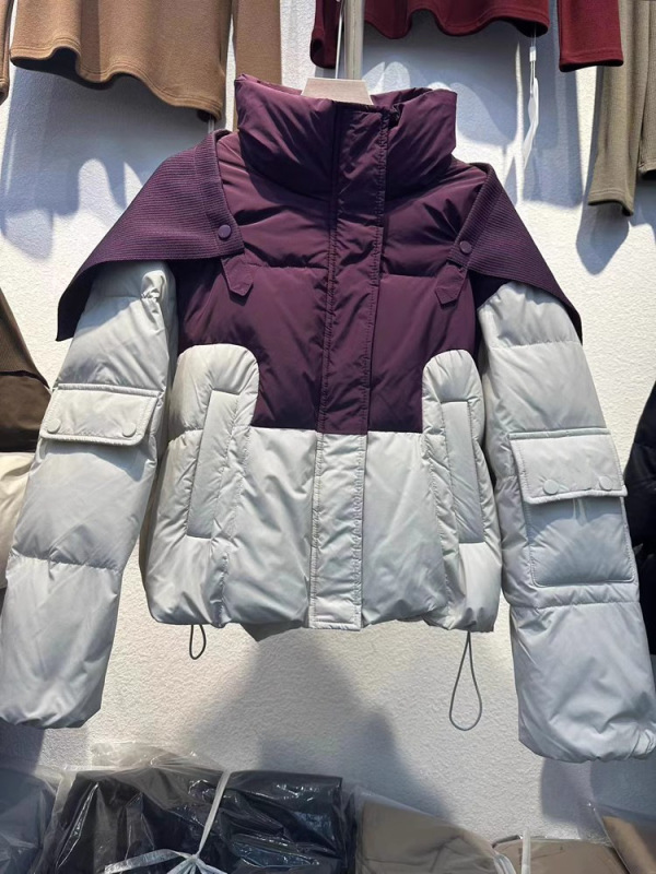 超好看撞色带披肩短款羽绒棉服女冬季2025新款高级感洋气棉袄外套|undefined