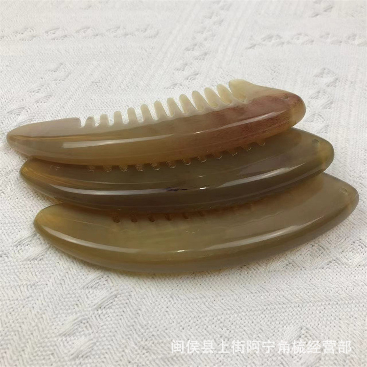 Natural Goat Horn Massage Comb Triangle Gua Sha Scalp Comb for Head and Body Meridian Massage 10-15cm key features