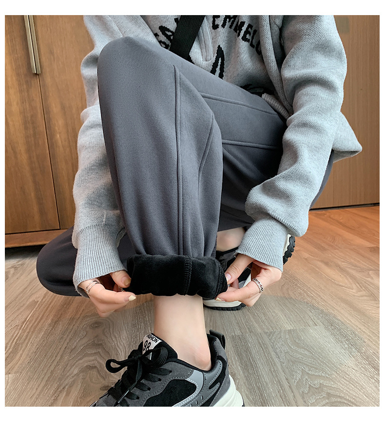 Fleece and thickened sportswear pants for women, new autumn and winter style, loose and versatile, tight-fitting, small label, casual and warm sweatpants pic 30