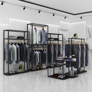 Clothing Store Display Rack Double-layer Hanger Women's Clothing Store Shelf Special Floor-to-Floor Display Rack Clothes Rack Paint-free
