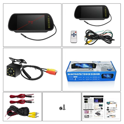 Suitable for 7 inch rearview Car display - 7inch-rearview-mirror-adjustable-8-light-camera-wired-version