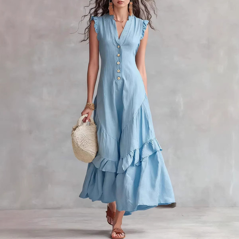 2026 European and American Cross-Border Amazon Independent Site New Summer Elegant Minimalist Women's Sleeveless Dress