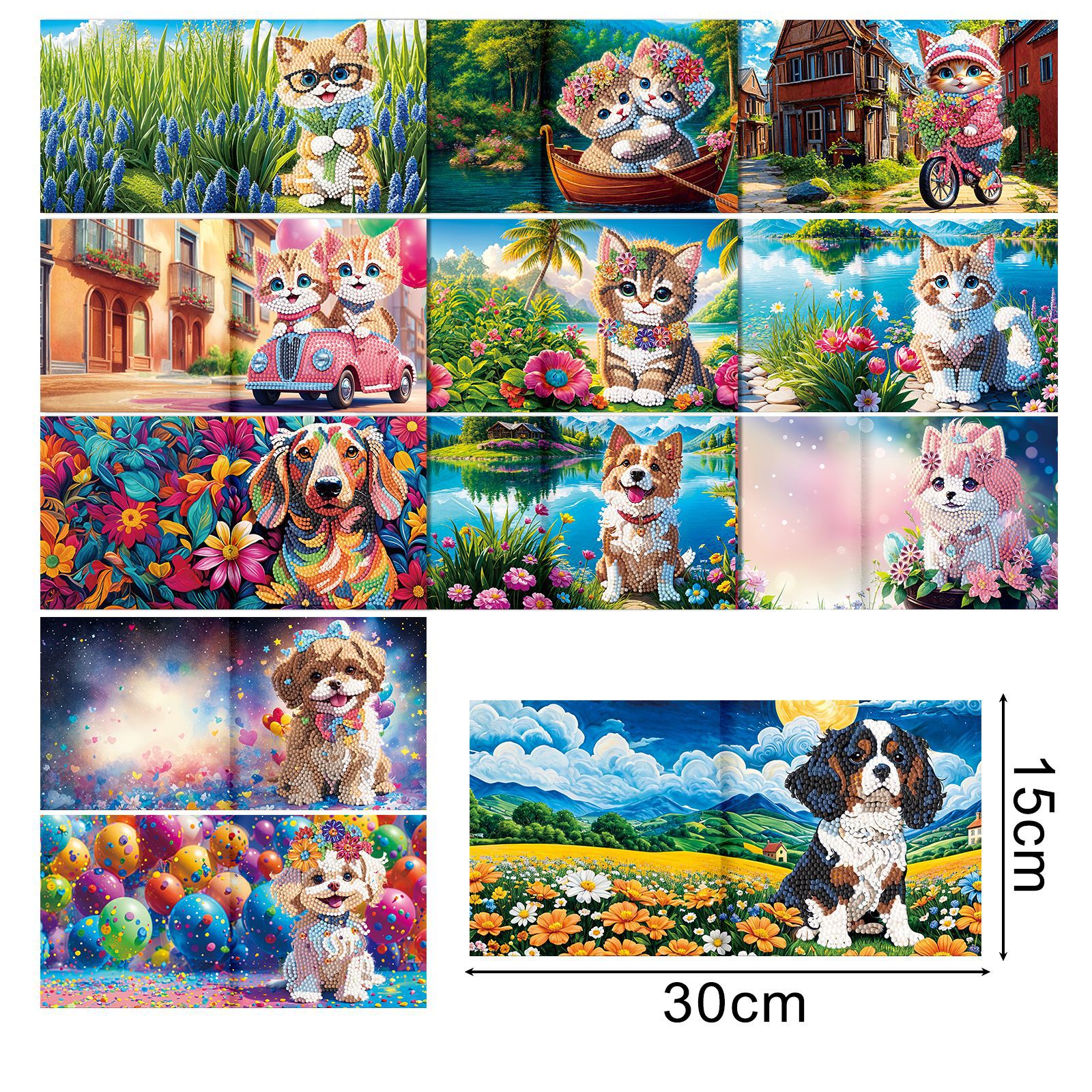 Productos periféricos para pintura de diamantes transfronterizos, tarjetas de felicitación DIY hechas a mano, pegatinas de diamantes navideñas, manualidades exclusivas con diamantes de imitación con temática de dibujos animados, disponibles para venta al por mayor.