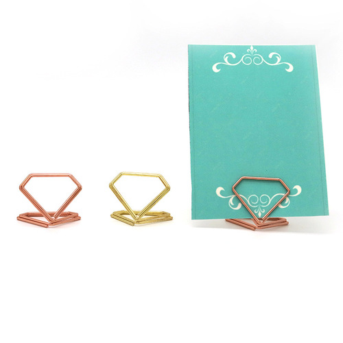 Wholesale factory diamond name card holder, desk card stand, desktop memo holder, upright metal hand-raising small decorative piece, photo holder